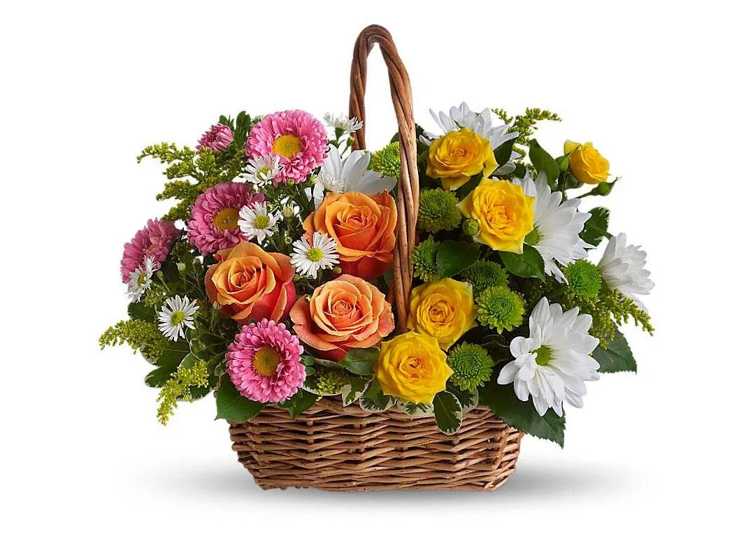 Cesta de flores Arcoíris