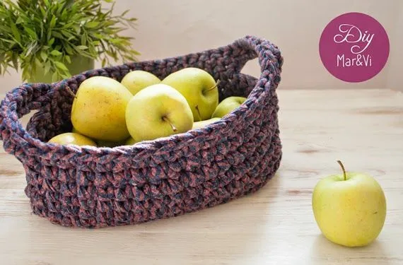 Cesta de trapillo ovalada con asas | DIY - Trapillo | Pinterest Cesta de trapillo ovalada con asas | DIY - Trapillo | Pinterest