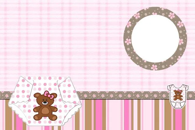 Cha de Fraldas e Nascimento Menina Ursinha Marrom e Rosa - Kit ... Cha de Fraldas e Nascimento Menina Ursinha Marrom e Rosa - Kit ...
