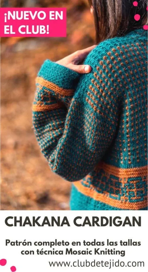 Chakana Cardigan a dos agujas con Mosaic Knitting Patrón completo Chakana Cardigan a dos agujas con Mosaic Knitting Patrón completo