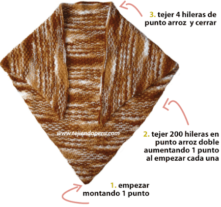 Chal con borde en nudo salomón - Tejiendo Perú