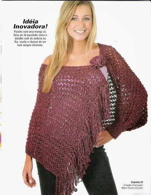 Chal Poncho con cierre en Flor Patron - Patrones Crochet | CROCHET ... Chal Poncho con cierre en Flor Patron - Patrones Crochet | CROCHET ...