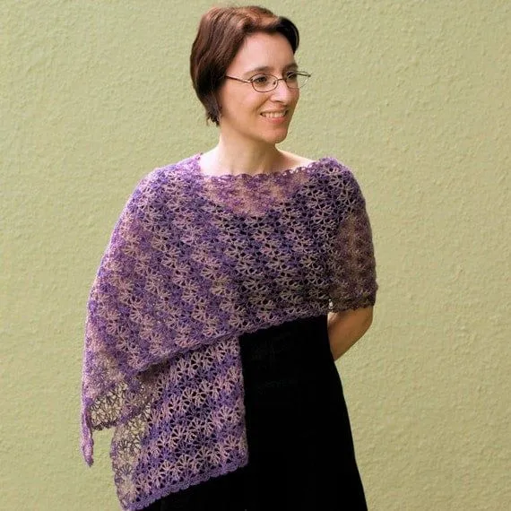 Chal Rectangular encaje ondulado PDF CROCHET patrón por PlanetJune Chal Rectangular encaje ondulado PDF CROCHET patrón por PlanetJune