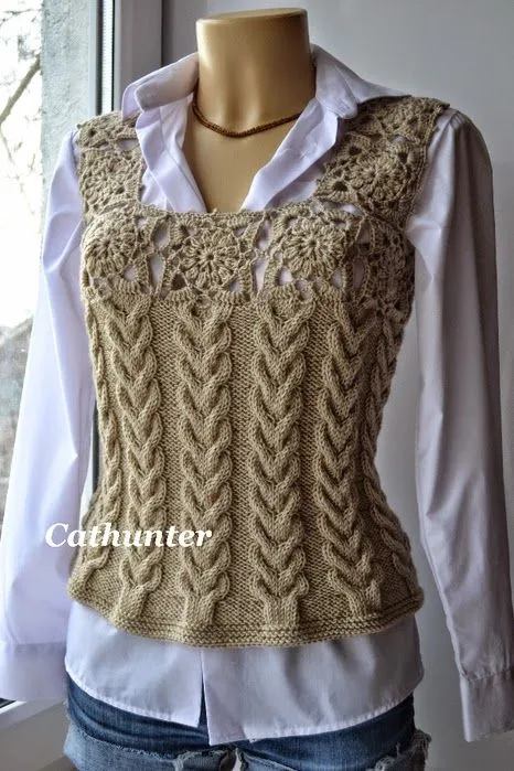 Chaleco con dos agujas y crochet | Crochet y Dos agujas Chaleco con dos agujas y crochet | Crochet y Dos agujas
