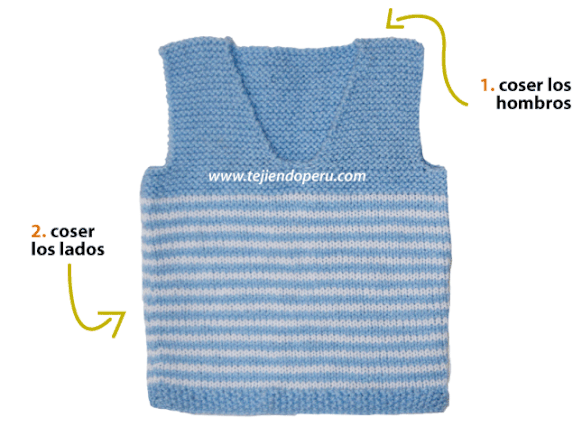 Chaleco con cuello V para niños - Tejiendo Perú Chaleco con cuello V para niños - Tejiendo Perú