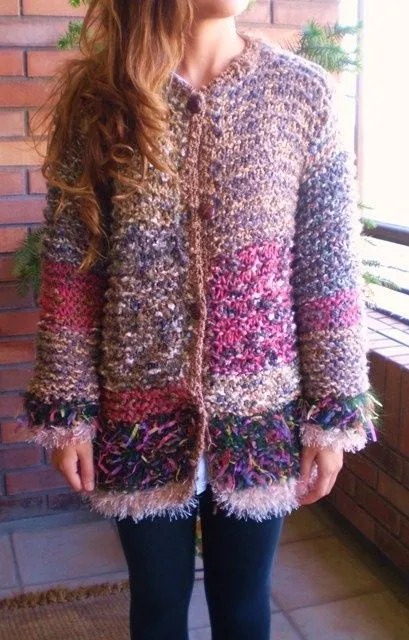 Chaleco grueso de lana, tipo chaquetón, tejido a palillo ... Chaleco grueso de lana, tipo chaquetón, tejido a palillo ...