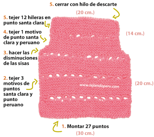 Chaleco en punto peruano para damas - Tejiendo Perú