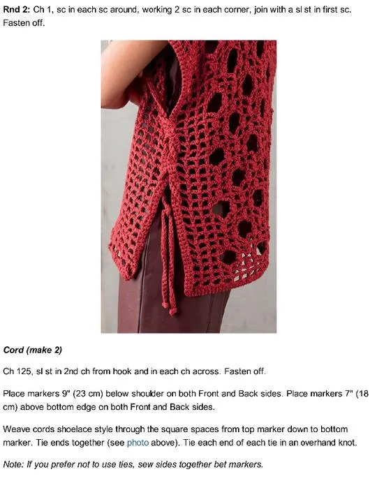 Chaleco Rectangular de UNA sola pieza Patron - Patrones Crochet