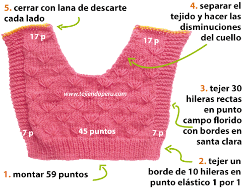 Chaleco recto para bebe - Tejiendo Perú