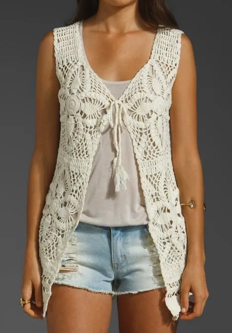 Chalecos largos a crochet con diagrama - Imagui