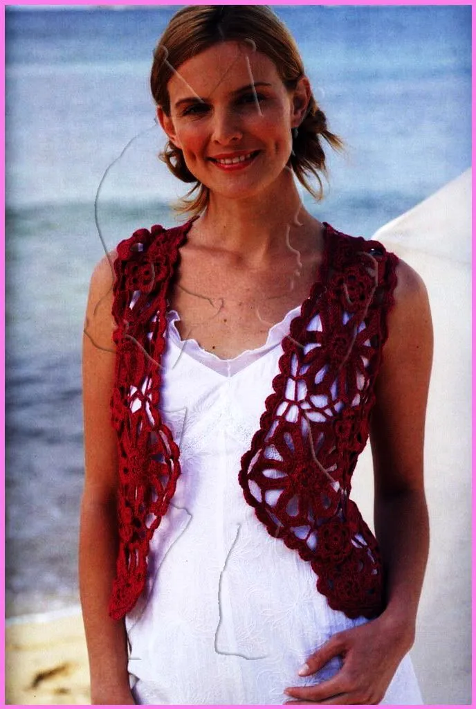 Chalecos con flores a crochet - Imagui