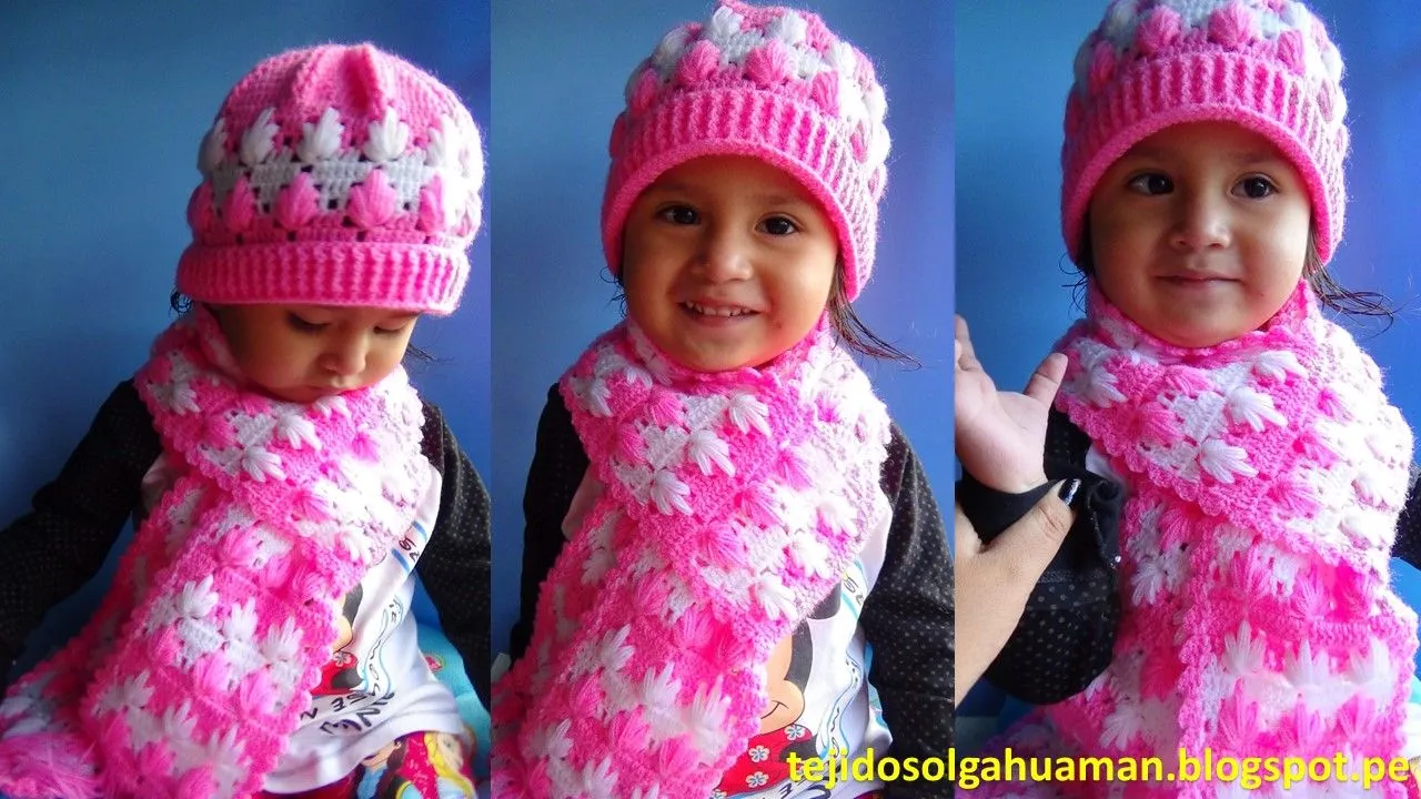 chalina o bufanda para niña tejido a crochet en punto arbolitos, lo encuentras en video tutorial en mi canal de youtube:TEJIDOS OLGA HUAMAN