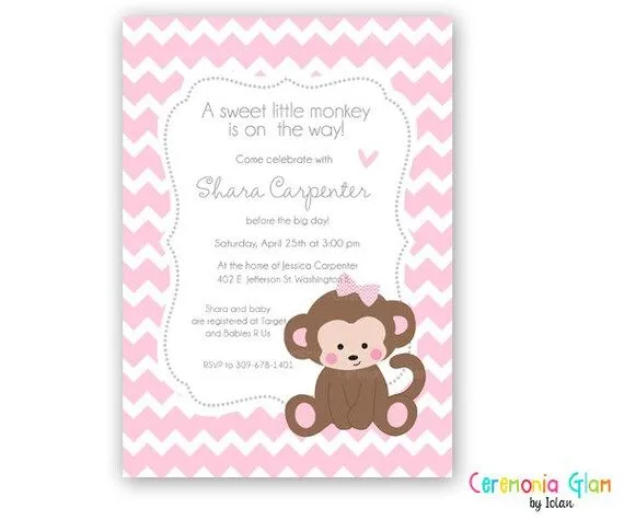 Invitación baby shower de changuita - Imagui