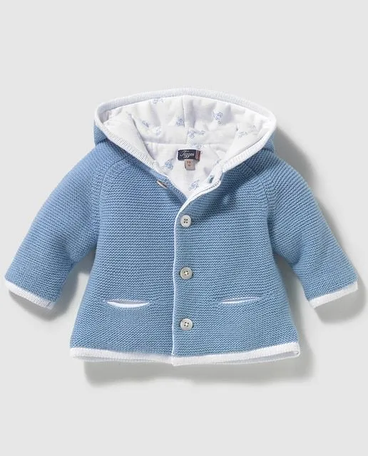 Chaqueta de bebé niño azul de punto con capucha · Tizzas · Moda ... Chaqueta de bebé niño azul de punto con capucha · Tizzas · Moda ...