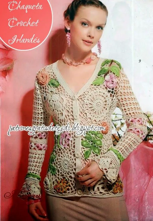 Chaqueta en crochet irlandés | Crochet y Dos agujas Chaqueta en crochet irlandés | Crochet y Dos agujas