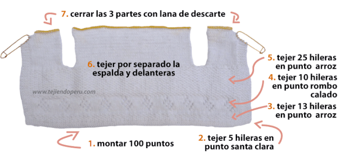 Chaqueta con rombos calados para bebe - Tejiendo Perú Chaqueta con rombos calados para bebe - Tejiendo Perú