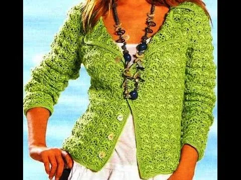 Chaqueta Verde Con Bodoques a Crochet - YouTube