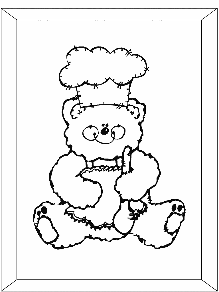 Osito Cocinero para colorear ~ Dibujos para Colorear Infantil