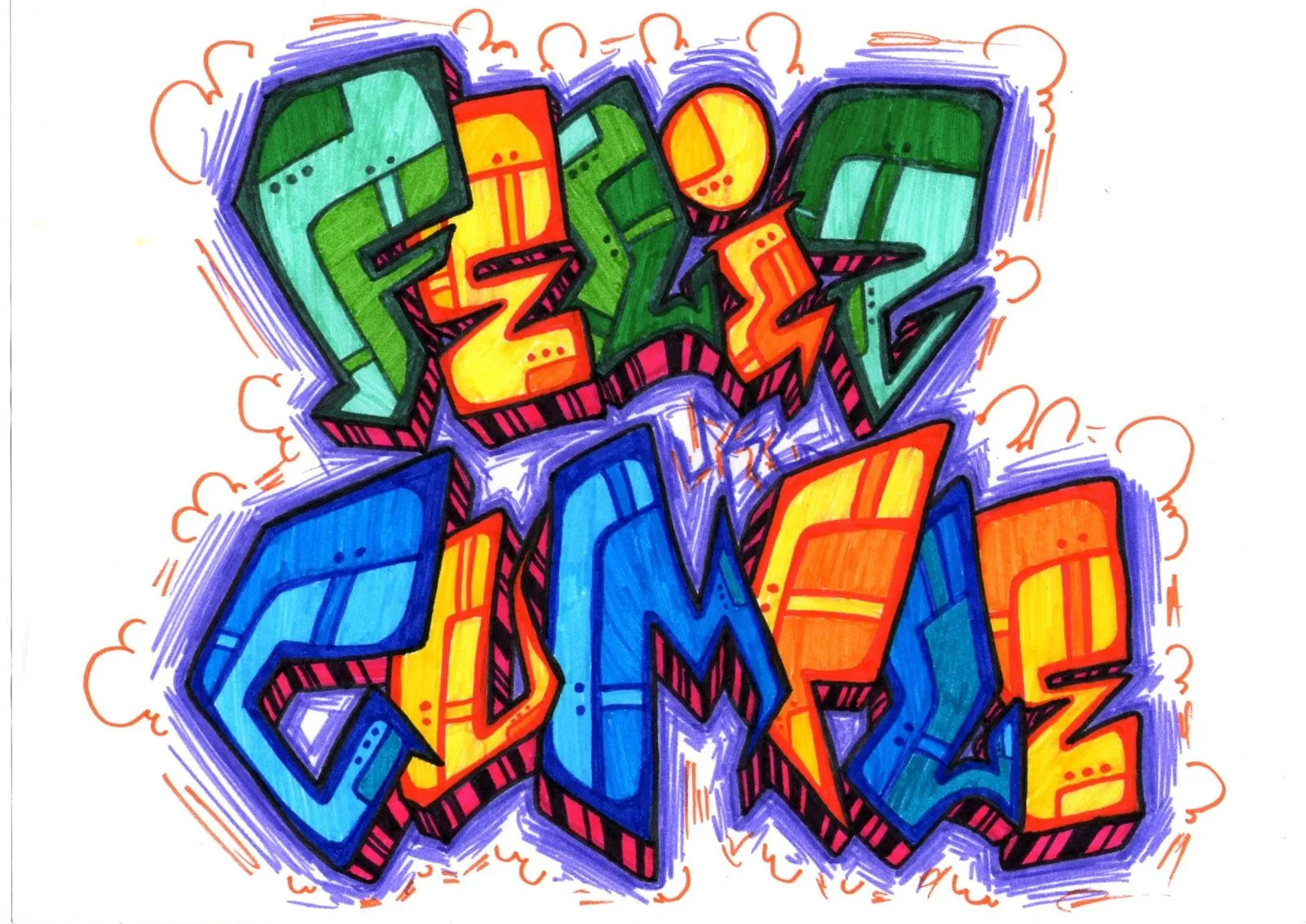 Chelpi BlackBook: Bocetos de graffiti - Feliz Cumple