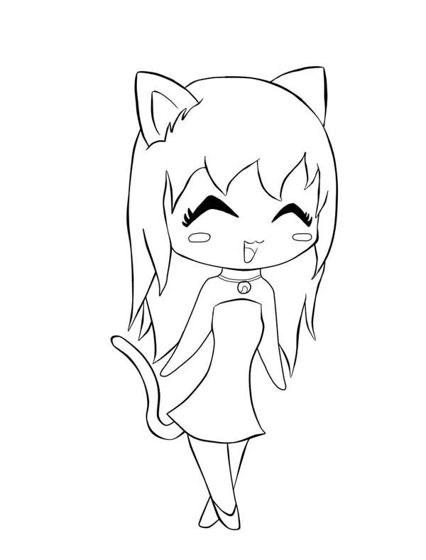 Chibis Neko Colouring Pages