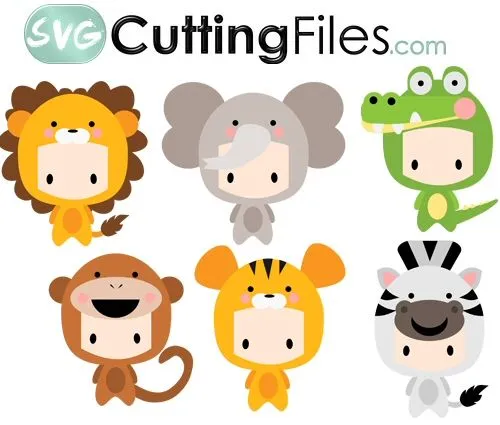 Chibi Kids as Jungle Animals SVG Cutting File Chibi Kids as Jungle Animals SVG Cutting File