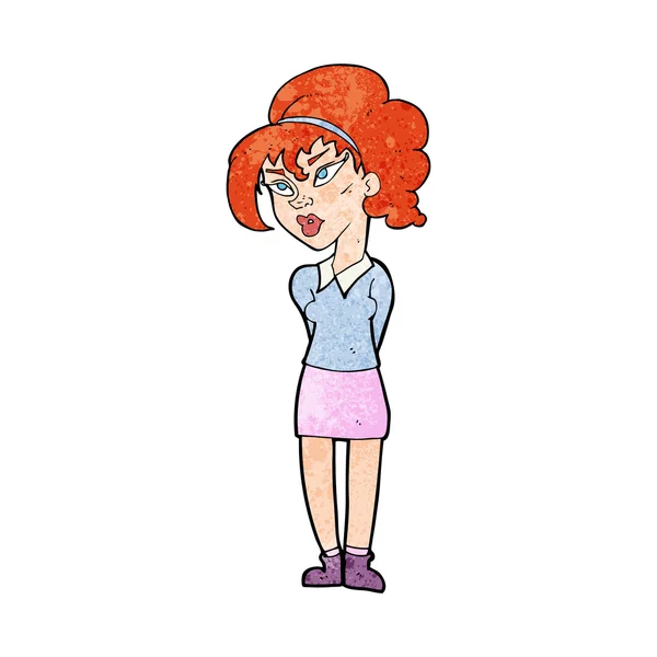 chica bonita caricatura inclinando la cabeza — Vector stock ...