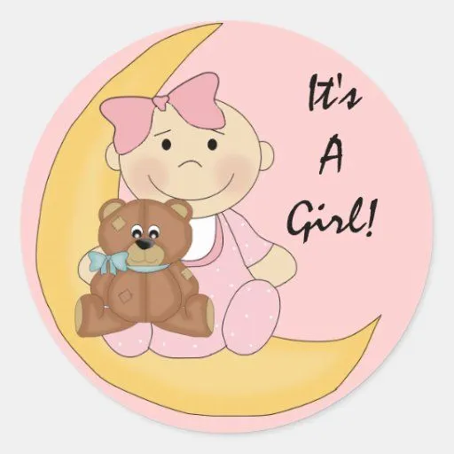 Es un chica - dibujo animado lindo del bebé pegatina redonda | Zazzle Es un chica - dibujo animado lindo del bebé pegatina redonda | Zazzle