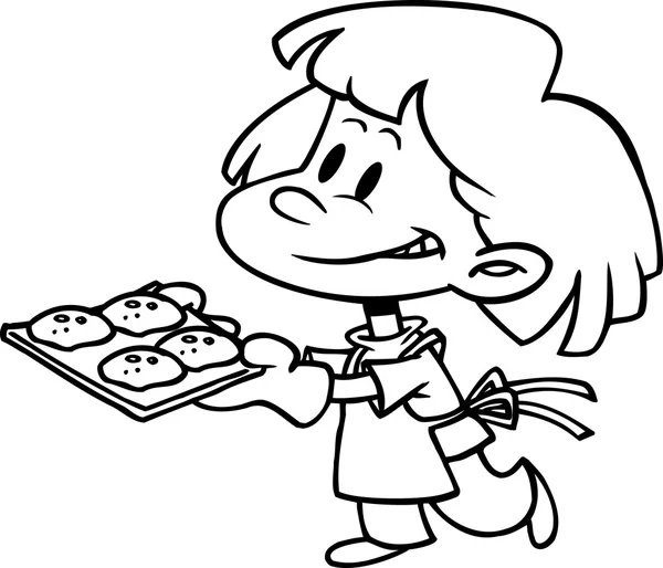 chica de dibujos animados para hornear galletas — Vector stock ...