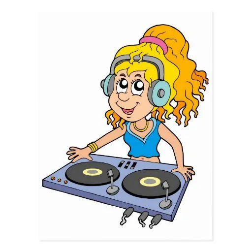 Chica de DJ del dibujo animado Postal | Zazzle Chica de DJ del dibujo animado Postal | Zazzle