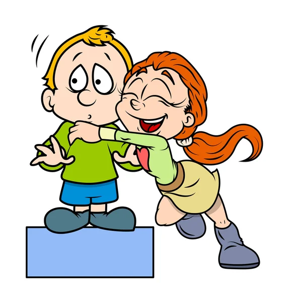 Chica feliz abraza a un chico lindo — Vector stock © baavli #69923155