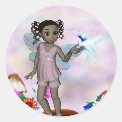 Chica de hadas JazzLynn 1 del Afro Pegatina Redonda de Zazzle. Chica de hadas JazzLynn 1 del Afro Pegatina Redonda de Zazzle.