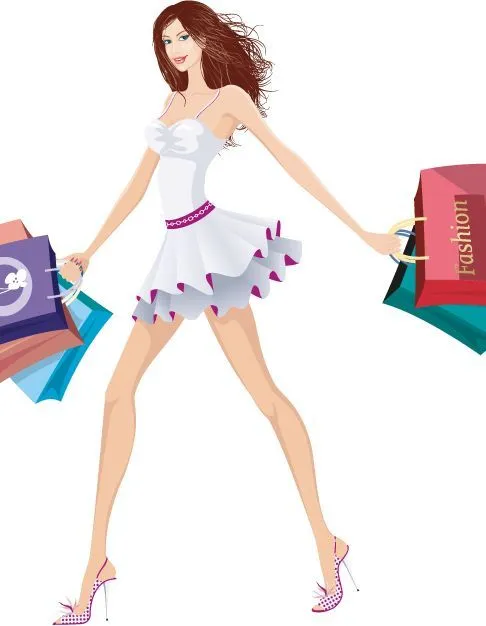 chica linda de compras vectorial | Chicas animadas<3 | Pinterest ...