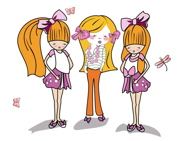 Chicas de dibujos animados de moda — Vector stock © Laifalight ... Chicas de dibujos animados de moda — Vector stock © Laifalight ...