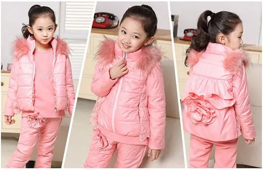 Chicas moda invierno gruesa ropa caliente traje 3 unids/set traje ... Chicas moda invierno gruesa ropa caliente traje 3 unids/set traje ...
