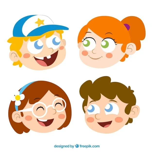 Los niños y las niñas cabezas de dibujos animados | Descargar ...