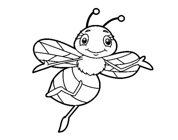 Childish bee coloring page - Coloringcrew.com Childish bee coloring page - Coloringcrew.com