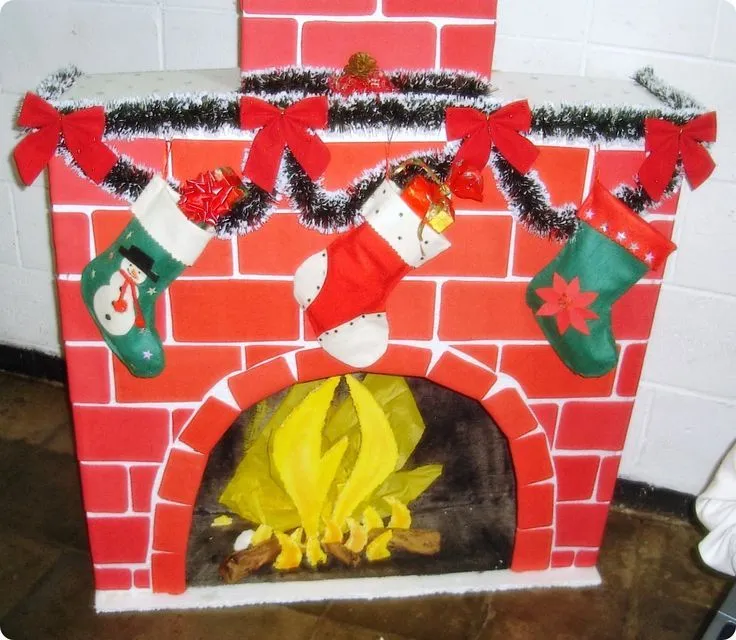 chimenea de carton navideña - Buscar con Google | cositas del cole ...