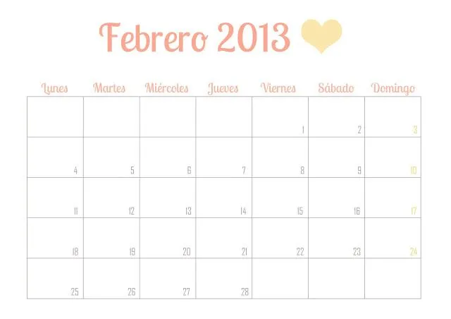 Chin up: Calendario imprimible febrero 2013 Chin up: Calendario imprimible febrero 2013