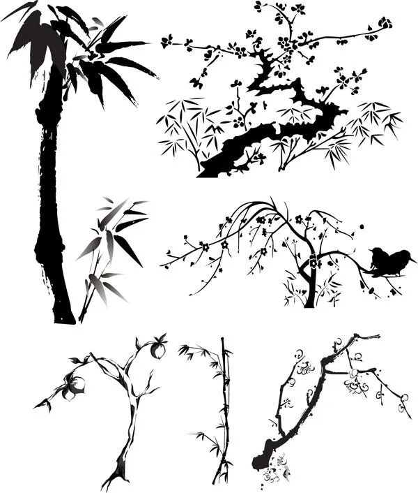 China viento vectorial de tinta Material vegetal Descarga gratuita ...