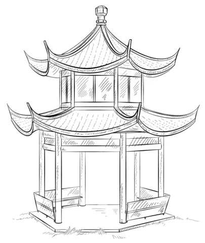 Chinese Pagoda Coloring page | Free Printable Coloring Pages