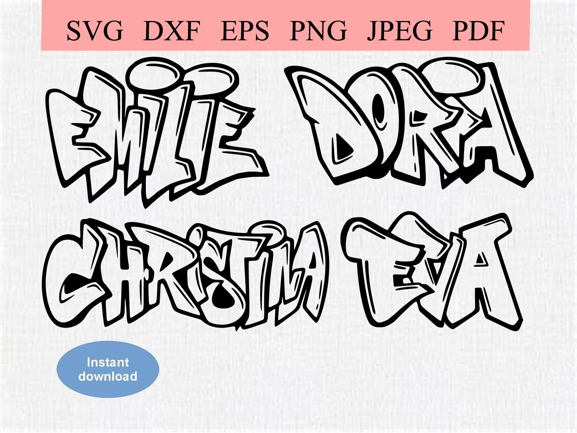 Christina Eva Emilie Doria / Nombres de graffiti / SVG DXF EPS - Etsy México