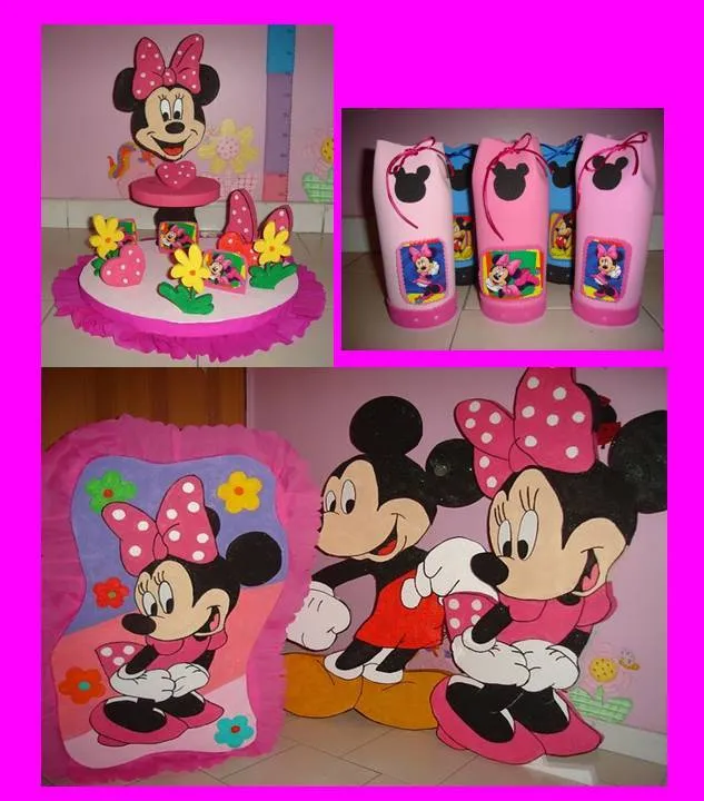 Arreglo de centro de mesa para chupetero de la Minnie en fomi - Imagui