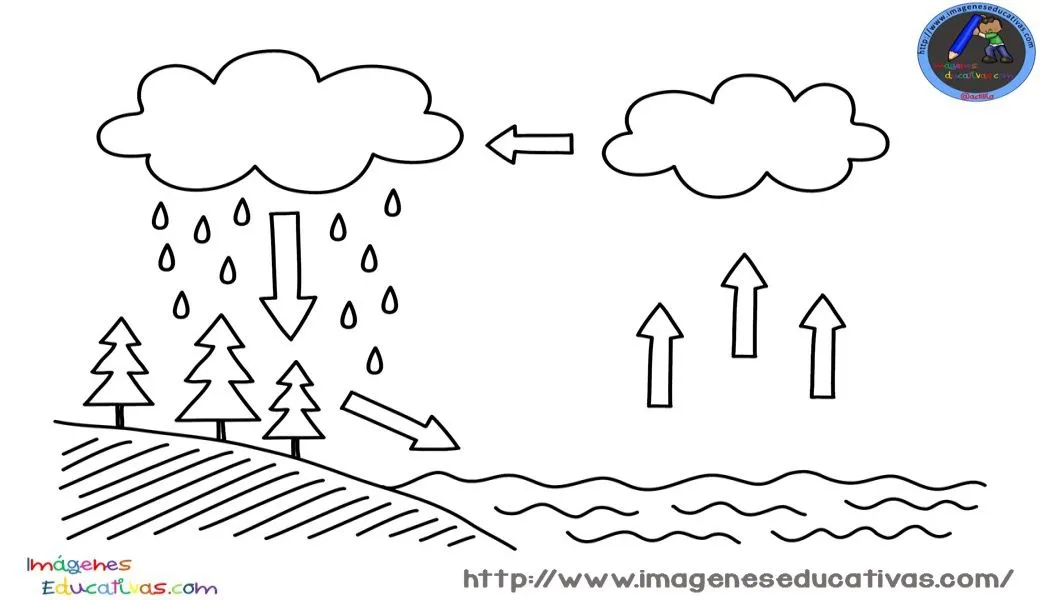 Ciclo del agua para colorear