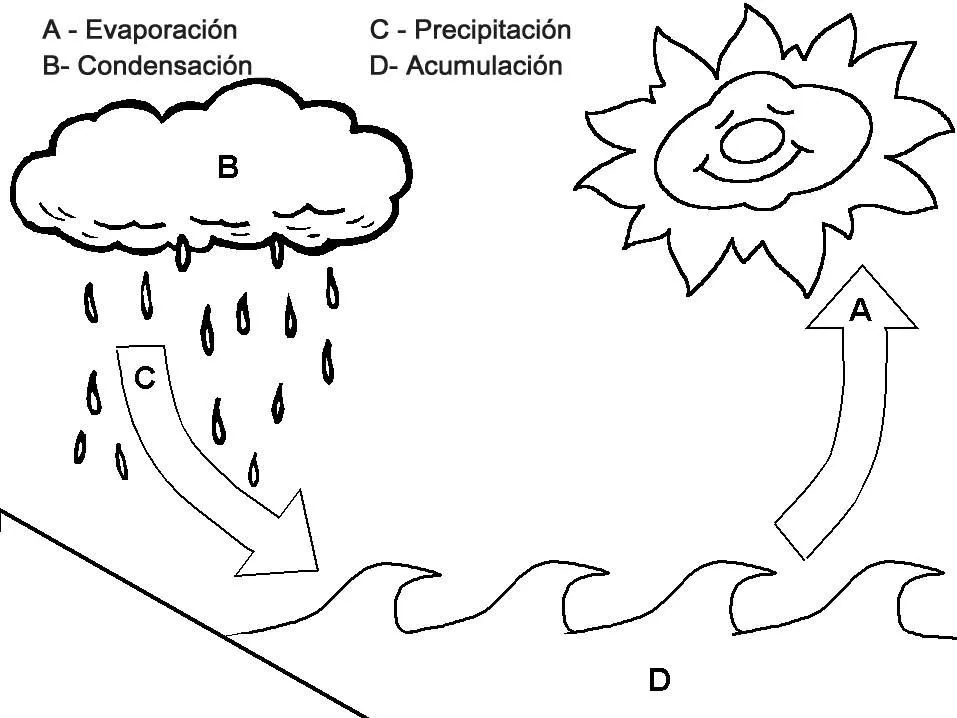 Dibujo para colorear del ciclo hidrologico - Imagui Dibujo para colorear del ciclo hidrologico - Imagui