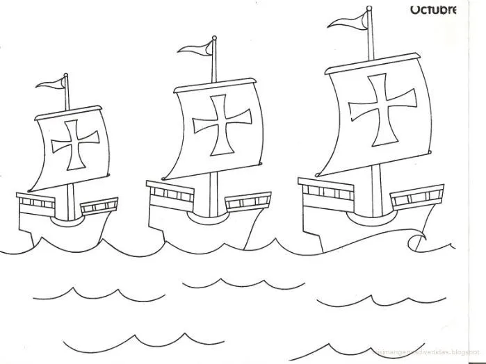 Ciclo Escolar: Las Tres Carabelas de Cristobal Colon -Para Colorear