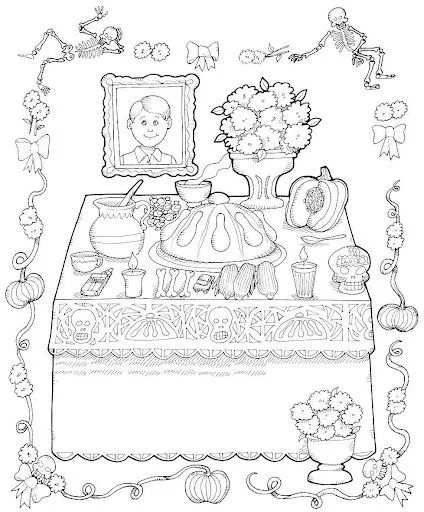 Ciclo Escolar: El Dia de Muertos - Dibujos para Colorear. Ciclo Escolar: El Dia de Muertos - Dibujos para Colorear.