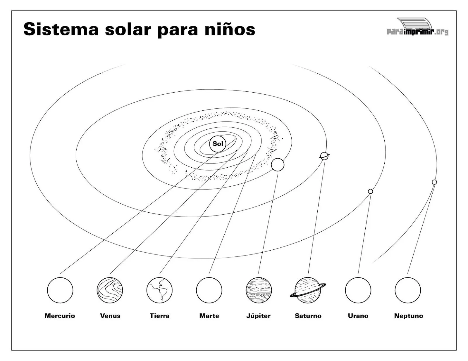 Ciclo Escolar: El Sistema Solar - Dibujos para colorear.