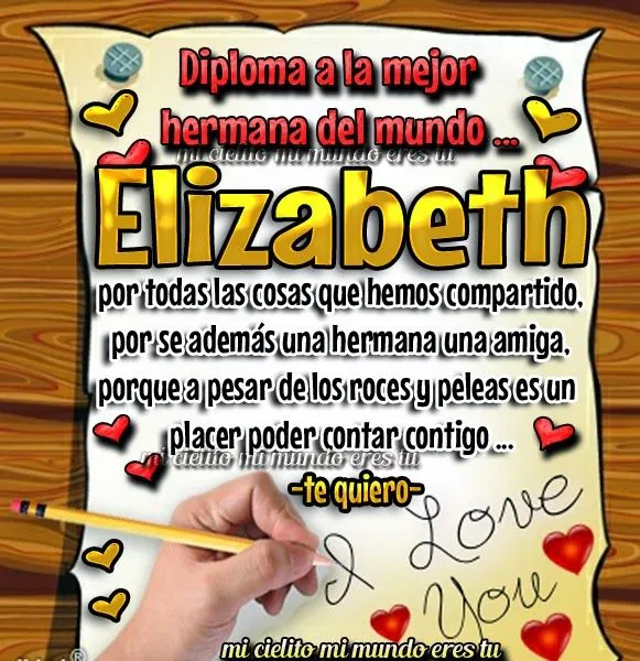 ღ Mi cielito mi mundo eres tu ღ: DIPLOMA PARA ... ELIZABETH