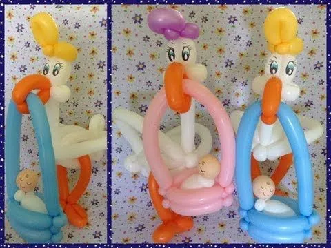 CIGUEÑA PARA BABY SHOWER 1/2.- HOW TO MAKE A STORK BALLOON . - YouTube
