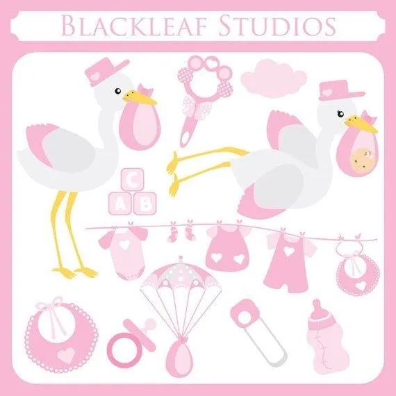 Cigüeña bebé niña Rosa cigüeña cigüeña con por blackleafdesign Cigüeña bebé niña Rosa cigüeña cigüeña con por blackleafdesign